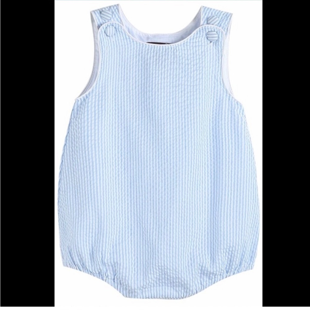Blue Seersucker Romper